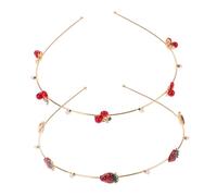 FONDOTIN 2 pezzi Cerchietti Capelli Frutto di Ciliegio e Fragola Accessori Testa Resistenti e Flessibili Fascia e Delicata per Feste e Matrimoni