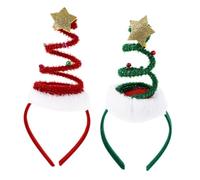FONDOTIN 2 Pezzi Cerchietti Natalizi Fasce Testa con Cappelli Rotanti per Feste Decorazioni Natalizie per Foto e Party Fasce Resistenti e Comode e
