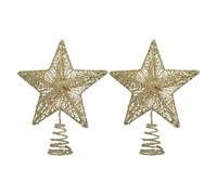 FONDOTIN 2 Pezzi Decorative Christmas Tree Topper Star Iron Wire Hollow Sparkly Ornament For Large Small Trees