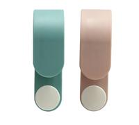 FONDOTIN 2 pezzi Ganci per Scope Adesivi da Parete Organizer Mop Colorati Verde e Rosa Supporti Multifunzionali Senza Foratura con Nastro Super Resistente per Bagno Garage e Cucina