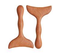 FONDOTIN 2 Pezzi Gua Sha in Legno di Sandalo Strumenti Massaggio Manuale Ergonomici Coda di Pesce per Viso Collo e Piedi Stimolazione Profonda dei Tessuti Muscolari per Uso Domestico