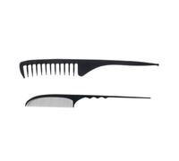 FONDOTIN 2 pezzi Pettine Carbonio per Capelli con Coda Sottile e Dentatura Doppia Antistatica Resistente al Calore per Parrucchieri e Styling Professionale