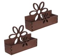 FONDOTIN 2 Pezzi Porta Biglietti da Visita in Legno con Motivo Floreale Intagliato Supporto Elegante per Scrivania Ufficio e Reception Espositore Robusto per Carte da Visita e Cartoline