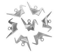 FONDOTIN 20 pezzi Charms Origami Gru in Argento Brillante Accessori per Bracciali Fatti Mano Ciondoli Decorativi Resistenti per Gioielli e Portachiavi
