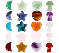 FONDOTIN 20 Pezzi Cristalli a Forma di Cuore, Stella e Fungo, Pietre Decorative Naturali Piccole Lucidate per Divinazione, Artigianato e Decorazioni da Scrivania, Regalo per Amici e Famiglia