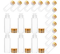 FONDOTIN 24 Mini Fiale di Vetro Trasparenti da 4 Ml con Coperchio Flaconi Campione di Profumo Sigillati per Oli Essenziali e Aromaterapia Bottiglie Portatili per Campioni da Viaggio e