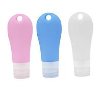 FONDOTIN 3 pezzi Contenitori Viaggio Silicone Dispenser Portatili per Lozioni e Saponi Blu Bianco e Rosa Riutilizzabili e per Cosmetici e per
