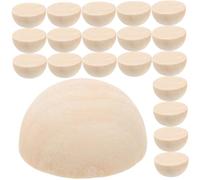 FONDOTIN 30 pezzi Mezze Sfere Legno Incompleto per Lavoretti Creativi Palline Legno Miniature per Progetti Fai da Te e Giochi per Giallo