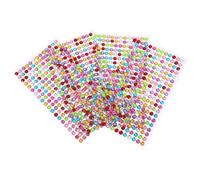 FONDOTIN 4 Fogli di Strass 3D per Nail Art Adesivi Gemme Rotonde Colorate da 6Mm Decorazioni per Unghie Viso e Album Fotografici Set Creativo per e Fai da Te