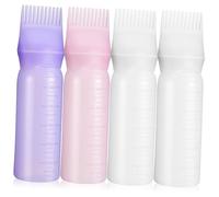 FONDOTIN 4 pezzi Bottiglie Applicatore Pettine per Tintura Capelli con Scala Graduata Contenitori Riutilizzabili per Olio Decolorante e Trattamento Radici per Cura e Colorazione