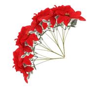 FONDOTIN 4 Pezzi Fiori Artificiali Natalizi Mazzo di Stelle di Natale Fiori di Stelle di Natale Artificiali Fiori di Stella di Natale Artificiali Fiori di Poinsettia Stoffa Rosso