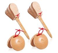 FONDOTIN 4 Pezzi Nacchere in Legno Percussione Strumenti Musicali con Suono Nacchere Mano Dita per e Lezioni Musicali