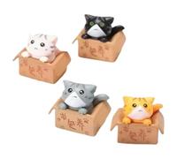 FONDOTIN 4 Pezzi Statuette di Gatti in Miniatura in PVC Decorazioni Creative per Casa Ufficio e Auto Ornamenti Salvaspazio per Micro Paesaggi e Ambienti Interni