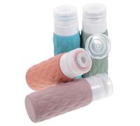 FONDOTIN 4pezzi Falconi da Viaggio per Lozione Shampoo e Balsamo Struttura in Silicone per Prevenire Perdite e Meccanismo di Erogazione Rapida