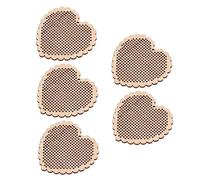 FONDOTIN 5 Pezzi in Legno per Ricamo Forma Cuore e Facili da Trasportare e Lavorare Pre Forati per Decorazioni Fai da Te Resistenti Schegge