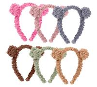 FONDOTIN 6 pezzi Cerchietti Orso Colorati Fascia Capelli Elastici Decorativi per Trucco e Lavaggio Viso Adatti Tutte le Età per Feste Cosplay e Uso Quotidiano