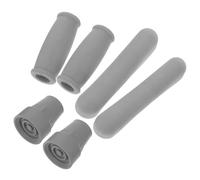 FONDOTIN 6 pezzi Cuscinetti Imbottitura per Stampelle Sotto Ascelle e Maniglie Punte Antiscivolo per Bastoni da Passeggio Accessori per Stabilità e Comfort Grigio