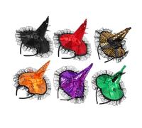 FONDOTIN 6 Pezzi Fasce per Halloween Cappelli Strega in Paillettes Colorate Accessori per Feste Cosplay Trucco e Mascherata Adatte per Donne e Ragazze