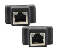 FONDOTIN Adattatore Cavo Lan Rj45 Splitter Connettore Pratico 2 Pezzi per Casa e Ufficio Connettore Passante Nero per Cavo Corto