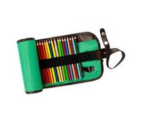 FONDOTIN Astuccio Roll Up in Tela Verde con 36 Scomparti per Matite Colorate e Pennelli, Leggero e Pratico, per Studenti D'arte a Compleanni e Lauree