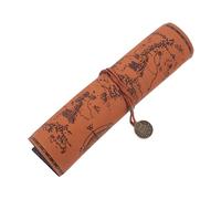 FONDOTIN Astuccio Rotolo Vintage in Pelle con Mappa Portapenne Portatile Capacità Custodia per Scuola Ufficio e Chiusura con Cinturino