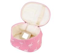 FONDOTIN Borsa per Cosmetici in Pu Flamingo da Viaggio Manico, Organizer Trucco Scomparto Pennelli e Grande Capacità per Donna