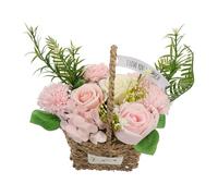 FONDOTIN Bouquet Sapone Artificiale Profumato con Cestino Mano Rosa Regalo Romantico per San Compleanni e Anniversari Fiori Eleganti e Duraturi
