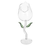 FONDOTIN Calice da Vino Alto 400Ml in Cristallo Trasparente Design a Rosa Bicchiere da Cocktail Elegante per Feste e Bar Porta Cocktail Resistente Foglia Verde Decorativa