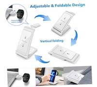 FONDOTIN Caricatore Wireless con Stand Pieghevole e Protezione Integrata Compatibile con Apple Watch Smartphone e Auricolari Dock Ricarica Portatile Nero