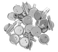 FONDOTIN Clip Coccodrillo per Spille 3cm in Ferro Argento con Vassoio per Spilla 20 Pezzi, per Creazione Gioielli su Cappotti e Maglioni