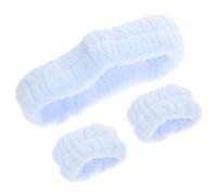 FONDOTIN Fascia per Capelli Morbida e Elastica per Viso Polsini Abbinati Fascia Skincare per Donna per Trucco Lavaggio Viso e Attività Quotidiane Colore Azzurro Delicato