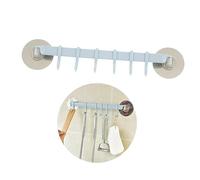 FONDOTIN Gancio Portaoggetti Autoadesivo in Plastica Blu Con 6 Ganci, Senza Tracce, Per Cucina e Bagno, Scaffale Di Stoccaggio Multifunzione Per Organizzazione Casa Ufficio