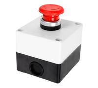 FONDOTIN Interruttore Pulsante Momentaneo per Emergenza con Scatola Protettiva Antinfortunistica Arresto Sicuro e Resistente per Uso Industriale in Laboratori e Impianti