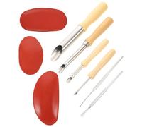 FONDOTIN Kit 8 Strumenti per Scultura in Ceramica, Utensili per Tagliare Buchi e Modellare Argilla, Set Silicone e Pietra per Intaglio e Levigatura, per Artigianato e Lavori Manuali