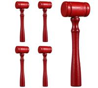 FONDOTIN Martelletto da Giudice in Legno Set da 5 Pezzi, Martello Giocattolo, Mini Martello di Legno per Giochi di Ruolo, Sviluppo Coordinazione Mano-occhio, Regalo Sicuro per Bimbi