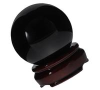 FONDOTIN Palla in Nera con Base in da Soprammobile Decorativo Moderno per Meditazione Feng Shui e Scrivania Regalo e Durevole