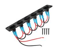 FONDOTIN Pannello Interruttori Marino Rocker Switch Panel 6 Gang Nero in Alluminio per Auto e RV, Controllo di 6 Funzioni per Barca e Yacht