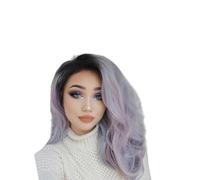 FONDOTIN Parrucca da Donna Riccia Lunga Colorata, Parrucca Cosplay Copertura Naturale, Taglia Unica per Feste e Travestimenti, Accessori per Chioma Morbidi e Realistici