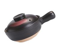 FONDOTIN Pentola in Terracotta per Zuppe e Stufati con Casseruola per Gas Resistente Temperature Antiaderente e Facile da Piccola Nero Rosso per Persona