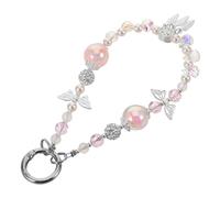 FONDOTIN per con Charm Farfalla Cristallo Rosa Bracciale con Perline Pendente Removibile Resistente Decorazione Elegante per Smartphone e Accessori
