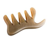 FONDOTIN Pettine da Massaggio in Corno di Bufalo 5 Denti a Forma di Coda Stilizzata, Design Ergonomico per Scraping Guasha, Massaggiatore per Viso e Gambe Adatto Agli Anziani