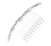 FONDOTIN Pettine per Capelli in Metallo con Strass Forma Ovale Accessorio Moda Argento per Donna Decorazione Brillante per Feste e Matrimoni