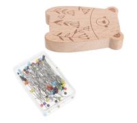 FONDOTIN Porta Spilli Magnetico da Cucito con Puntaspilli a Forma di Gatto in Legno, Organizzatore per Aghi da Trapuntatura con 100 Spilli a Testa in Plastica, Accessorio Compatto