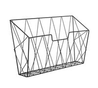 FONDOTIN Portadocumenti da Parete in Metallo Nero Porta Riviste e Giornali Sospeso Multiuso per Ufficio Bagno Cucina e Studio Organizer Salvaspazio con Montaggio Flessibile