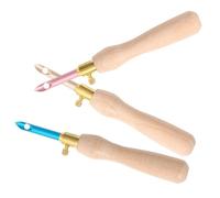 FONDOTIN Set 3 Aghi da Ricamo Regolabili Manico in Legno Naturale Strumenti Punch Needle per Cucito Fai da Te Tessitura Tappeti e Ricamo a Punto Croce Accessori per Artigianato e Lavori