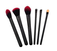 FONDOTIN Set 6 Pennelli Professionali per Donna Manico, Setole Morbide e Leggere in Fibra Artificiale, Kit Accessori Make Up Nero