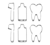 FONDOTIN Set 6 Stampi in Acciaio Inox per Biscotti a Forma di Dentifricio e Spazzolino, Tagliabiscotti Antiaderenti per Uso Domestico e Professionale, Accessori per Pasticceria Fai da Te