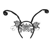 FONDOTIN Set Decorazioni per Chioma Halloween 2 Pezzi, Fascia Nera Antenne e Maschera Farfalla, Accessori Cosplay per Feste, Travestimenti e Fotografia