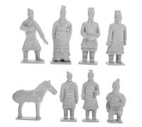 FONDOTIN Statue Di Guerrieri Di Terracotta Cinesi Da Collezione, Set Da 8 Mini Statuette in Pvc Leggere e Resistenti Per Decorazioni Da Tavolo, Giardini Di Muschio, Acquari e Diorami Storici