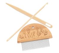 FONDOTIN Strumenti per Tessitura in bambù e Acciaio Inossidabile Pettine per Arazzi da Denti con Ago Uncinetto e Ago Occhio Kit Portatile per Artigianato Te e macramè per Principianti